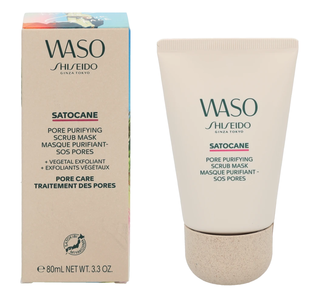 Shiseido Waso Satocane Pore Purifying Scrub Mask šveičiamoji veido kaukė, 80 ml