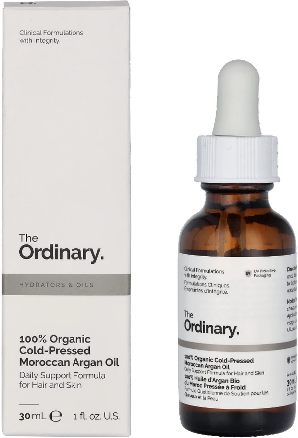 The Ordinary 100% Organic Moroccan Argan Oil 100% tyras, šalto spaudimo Maroko argano aliejus, 30 ml