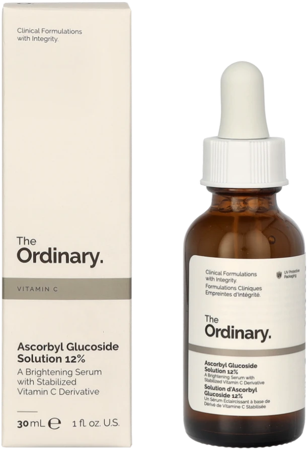 The Ordinary Ascorbyl Glucoside Solution 12% šviesinantis veido serumas, 30 ml