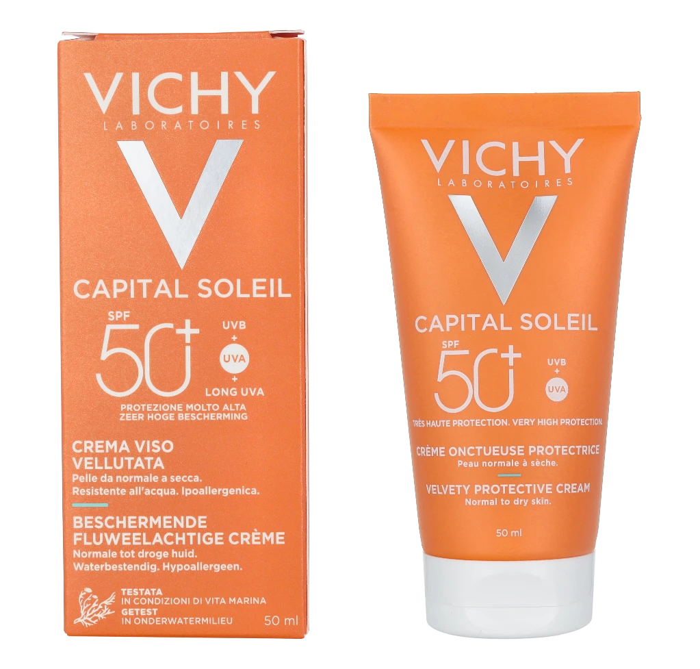 Vichy Idéal Soleil Velvety Dace Kreminis Spf50 veido kremas nuo saulės 50ml