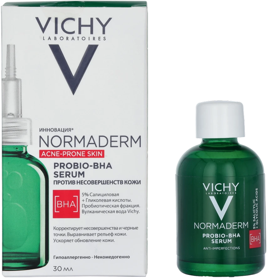 Vichy Normaderm Probio-BHA Serumas serumas aknės pažeistai odai, 30 ml