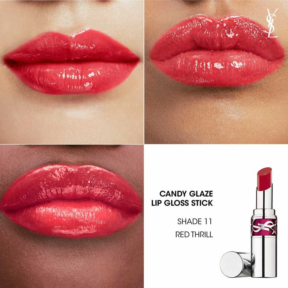 Yves Saint Laurent Loveshine Candy Glaze Lūpų balzamas ir blizgis viename, 3.2 g | Spalva: 11 Red Thrill