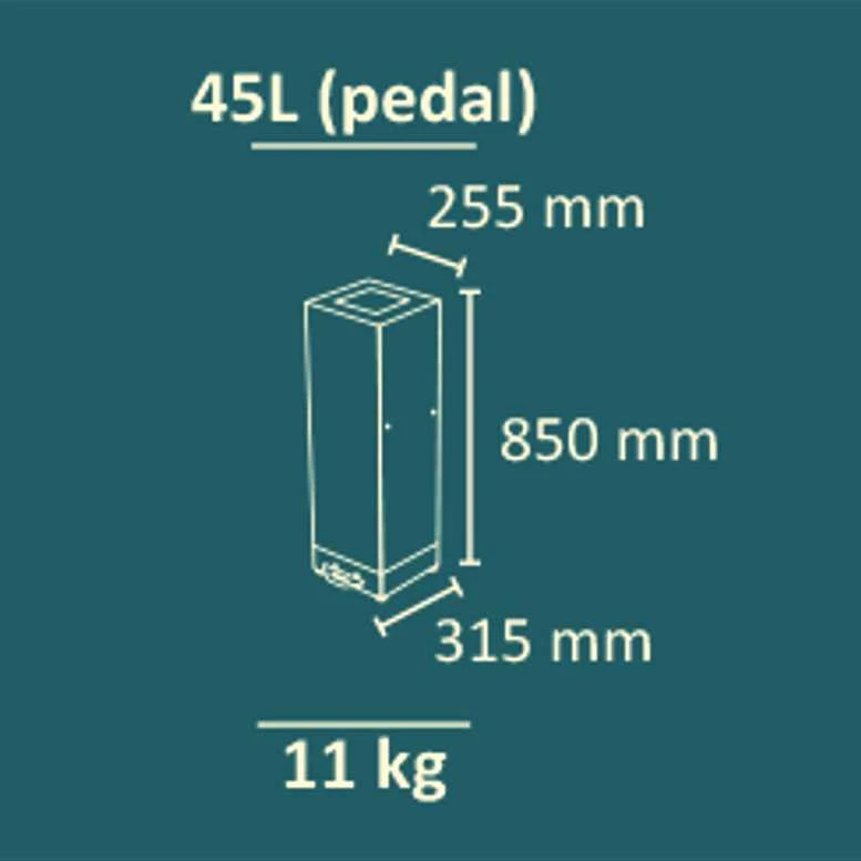45 l metalinė šiukšlių dėžė su pedalu vidaus patalpoms ir laukui, juoda