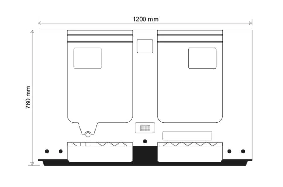 ISORT pramoninė paletinė dėžė R3 ECO, 100x120 cm, 610 l, juoda