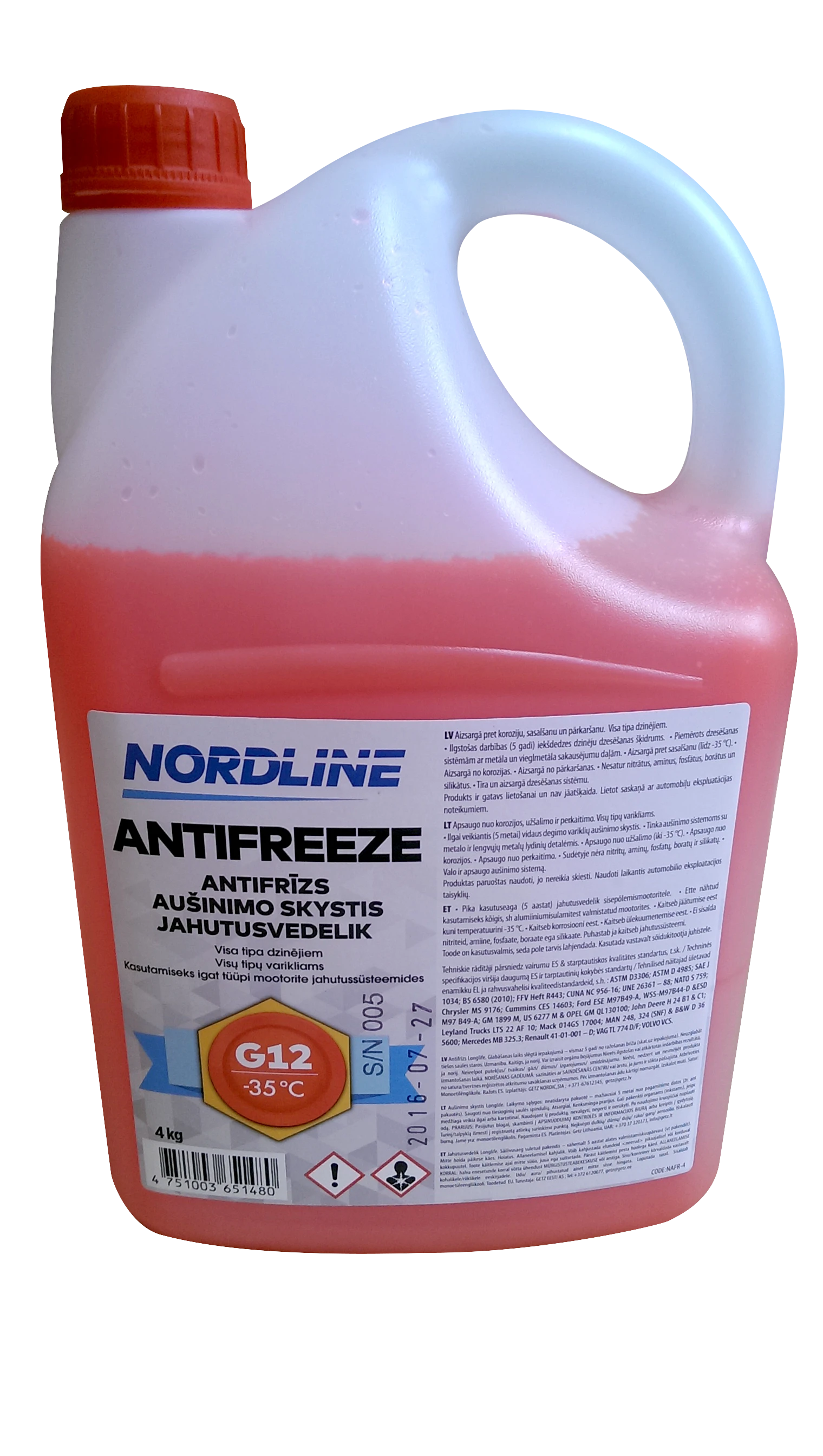 NORDLINE antifrizas 4kg su informacine etikete