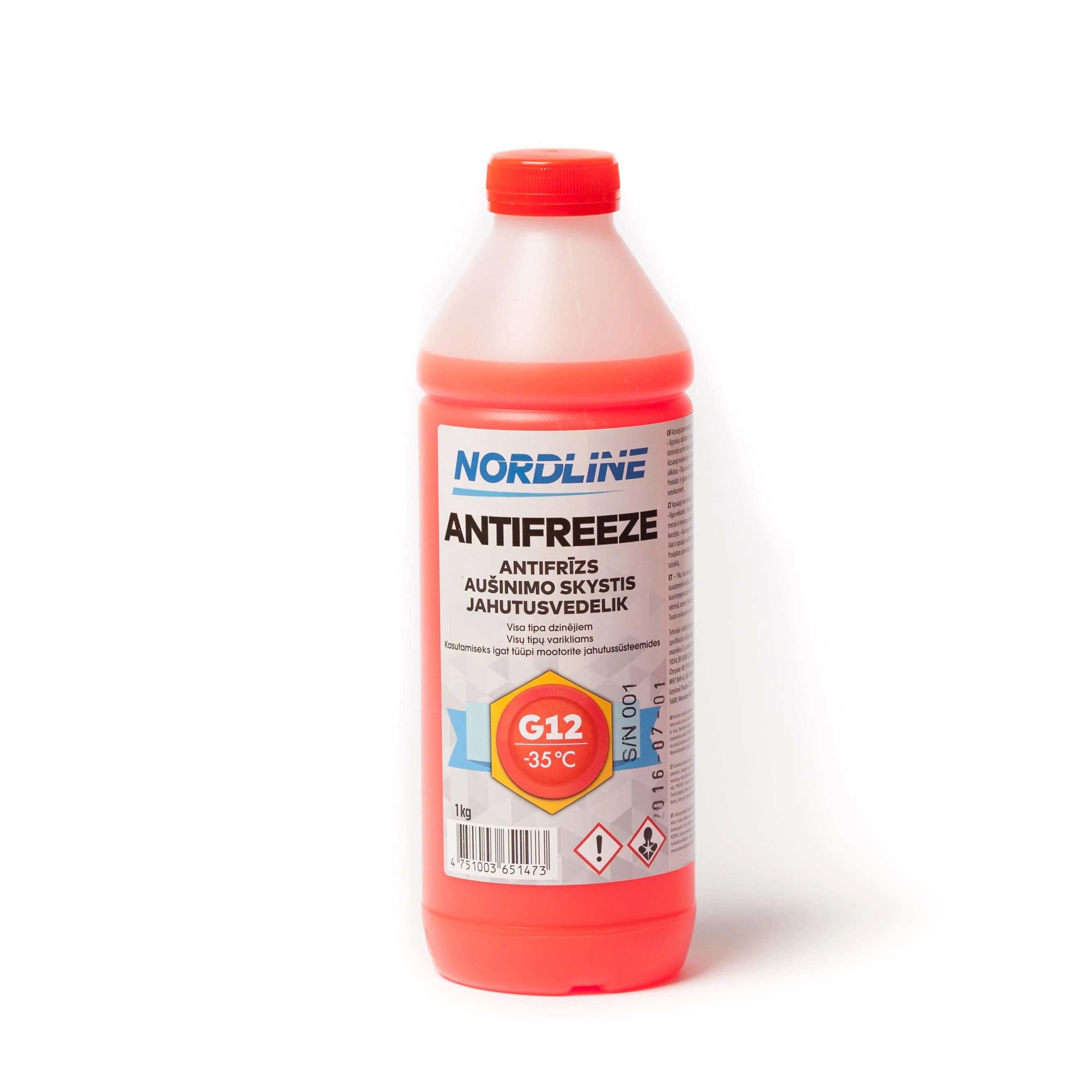 NORDLINE raudonas antifrizas G12 -35C 1kg flakonas