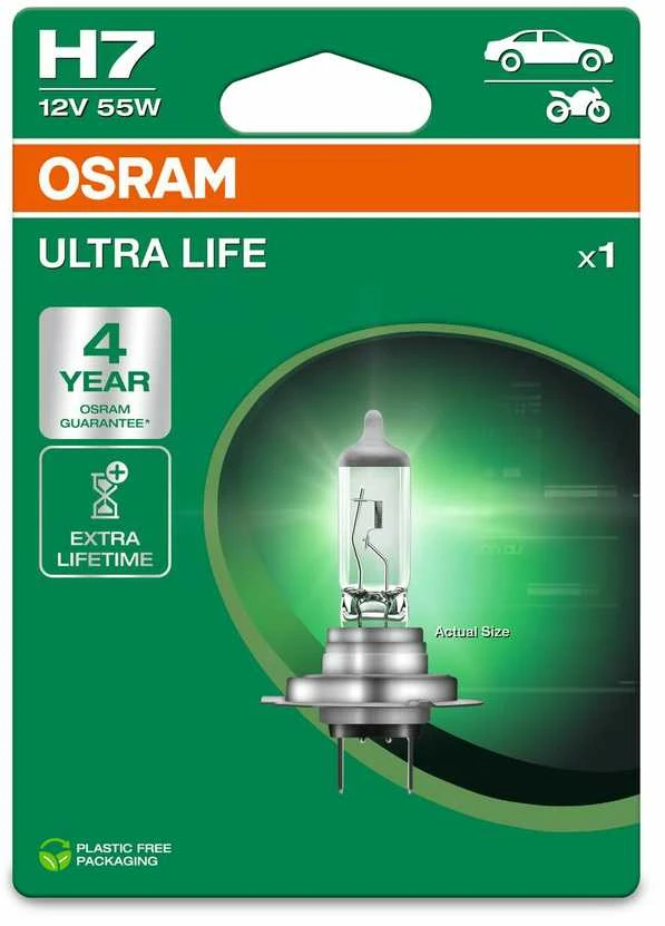 Osram Ultra Life H7 lemputė kartoninėje pakuotėje