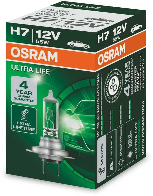 OSRAM Automobilinė lemputė ULTRA LIFE H7 55W 12V PX26D 1vnt