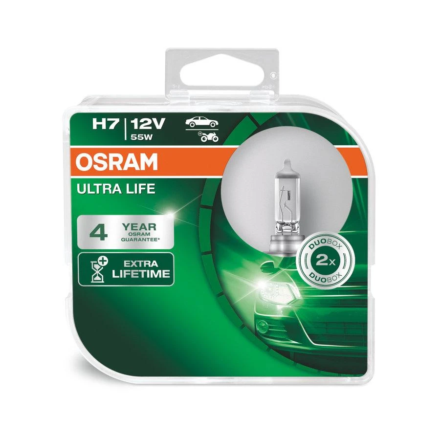 OSRAM Automobilinės lemputės ULTRA LIFE H7 55W 12V PX26D 2vnt