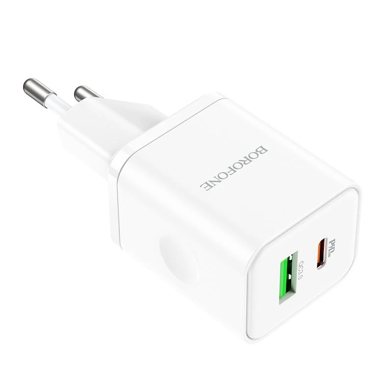 Dėklas Įkroviklis Borofone BN7 20W USB-C/USB-A baltas