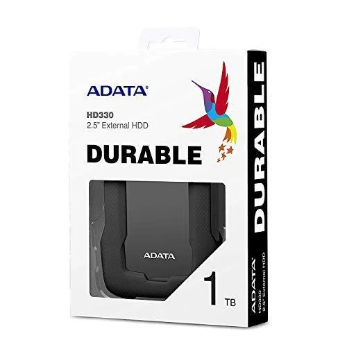 Kietasis diskas ADATA HD330 | 1000 GB | 2,5 colio | USB 3.1 | Juodas | Itin plonas ir didelės talpos patvarus HDD, trys unikalios spalvos su stilingu korpusu, išskirtinė apsauga nuo smūgio jutiklio, 256 bitų AES šifravimas, (atgal suderinama su USB 2.0)