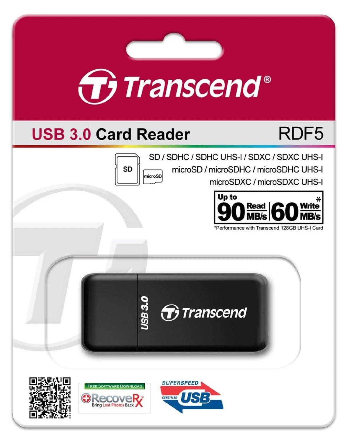 TRANSCEND superSpeed USB 3.0 kortelių skaitytuvas RDF5