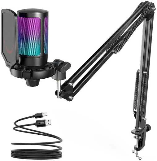 Mikrofonas FIFINE A6T kardioidinis laidinis mikrofonas su RGB + laikiklis