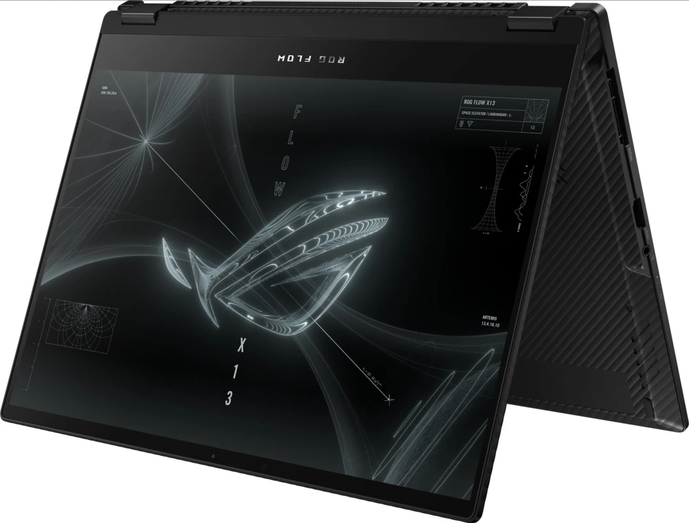 Nešiojamas kompiuteris ASUS ROG Flow X13 - Liečiamas ekranas 13.4" Full HD 1920x1200 IPS 120Hz / AMD Ryzen 9 6900HS iki 4.9 GHz (8 branduoliai) / 32Gb DDR5 / 512GB SSD M.2 NVMe PCIe 4.0 / Radeon 680M Graphics / WIFI 6E + Bluetooth 5.3 / HDMI 2.0b / USB Type-C with power-display delivery / Vartomas 360 laipsnių / Šviečianti klaviatūra / Windows 11 + DOVANA Riva kuprinė ir Logitech pelė (Pažeista pakuotė)