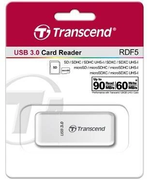 TRANSCEND USB3.0 SD/Micro SD kortelių skaitytuvas baltas