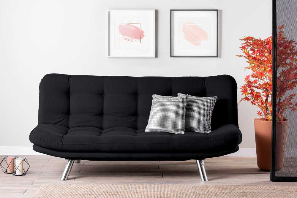 Hanah Home 3 vietų sofa-lova Misa Sofabed - Juodas (Pažeista pakuotė)