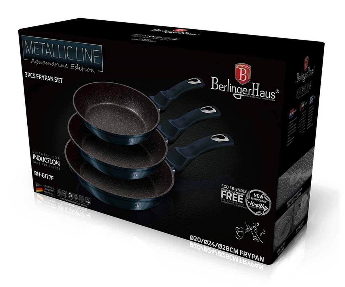 BERLINGER HAUS AQUAMARINE BH-6177 3 GRANITINIŲ Keptuvių RINKINYS