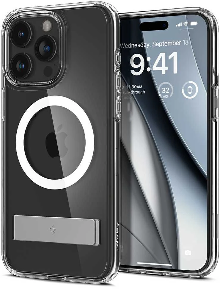 Spigen Ultra Hybrid S (MagFit) dėklas skirtas Apple iPhone 15 Pro, spalva - Crystal Clear aprašymas - Prekės nuotrauka
