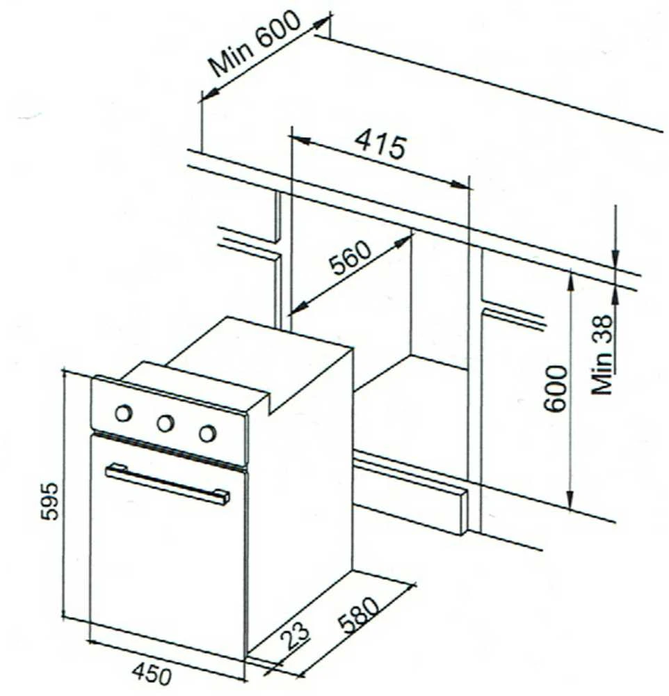 45 cm orkaitė Allenzi KBH-5260 SX