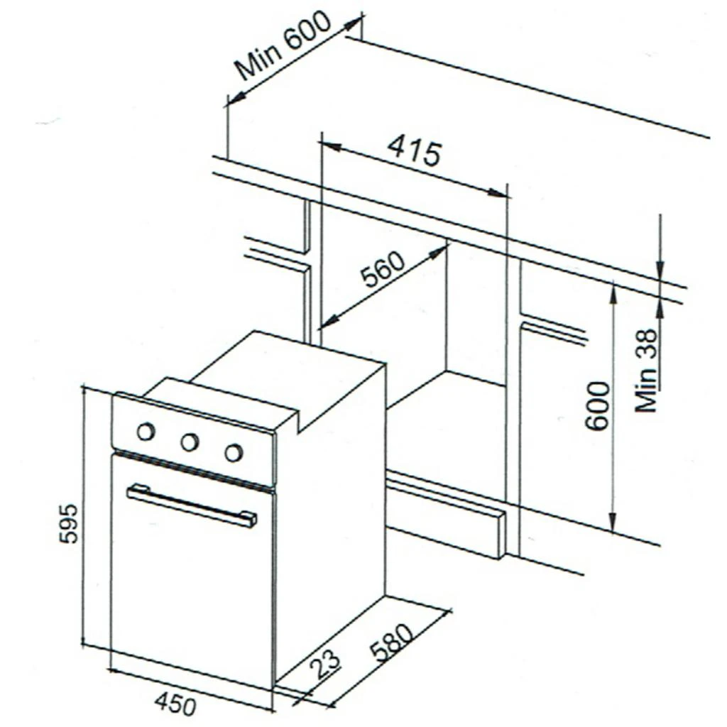 45 cm orkaitė Allenzi KBH-5260 WX