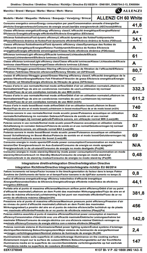 Gartraukis Allenzi CH 60 Baltas