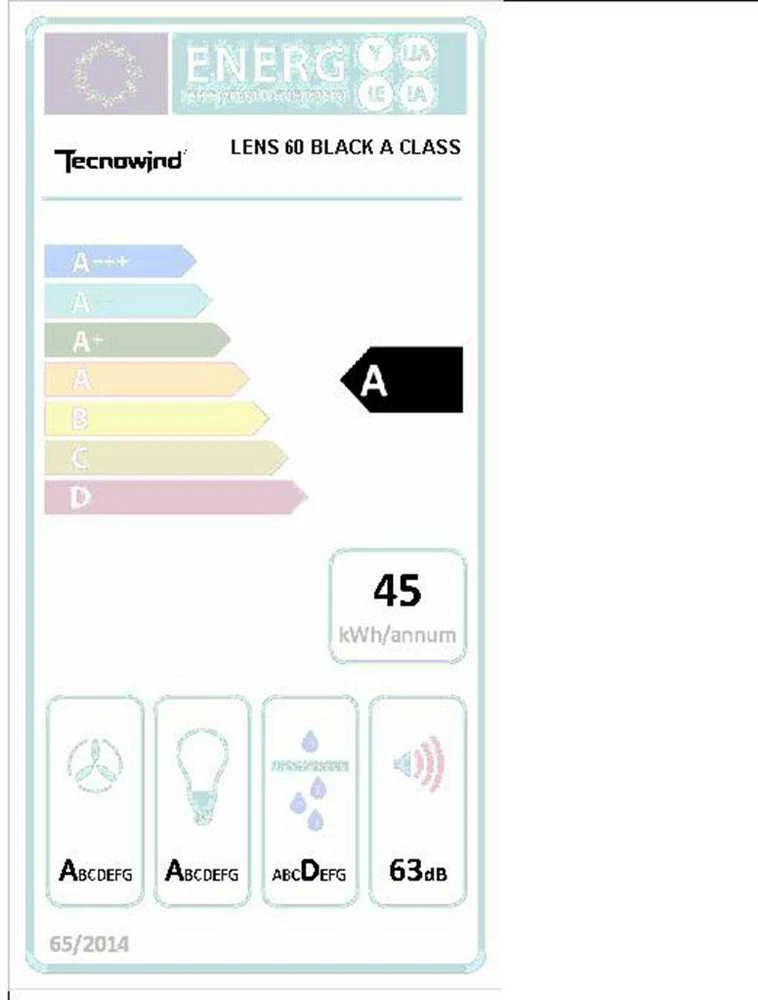 Gartraukis Tecnowind LENS 60 Juodas A CLASS