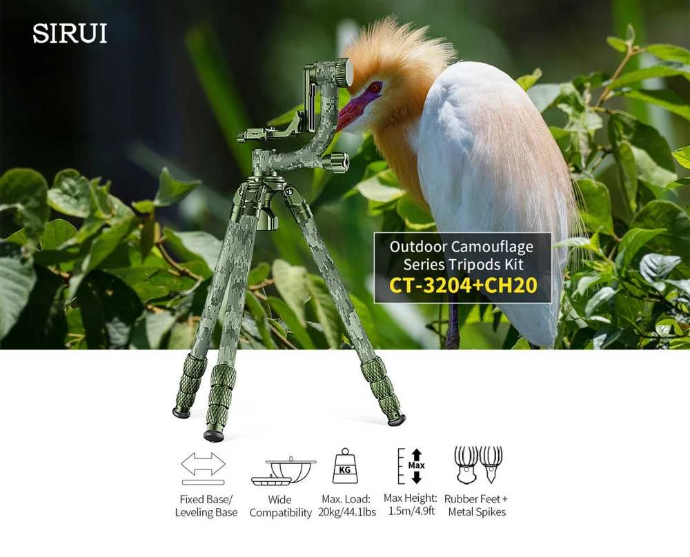 SIRUI EXPLORER TRIPOD + GIMBAL HEAD KIT CT-3204+CH20 Žalias