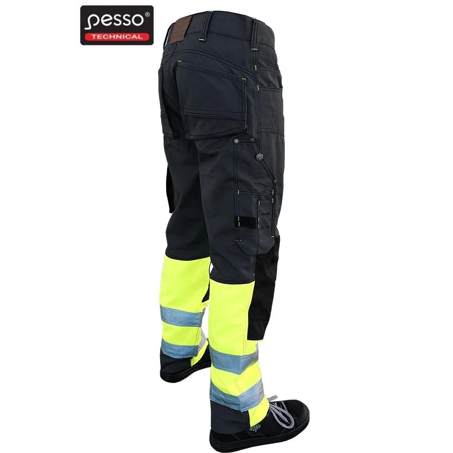 Darbo kelnės Pesso iš Canvas audinio pilkos su geltona