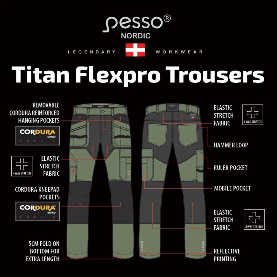 Kelnės Pesso Titan 125 (Spandex/Cordura) žalios
