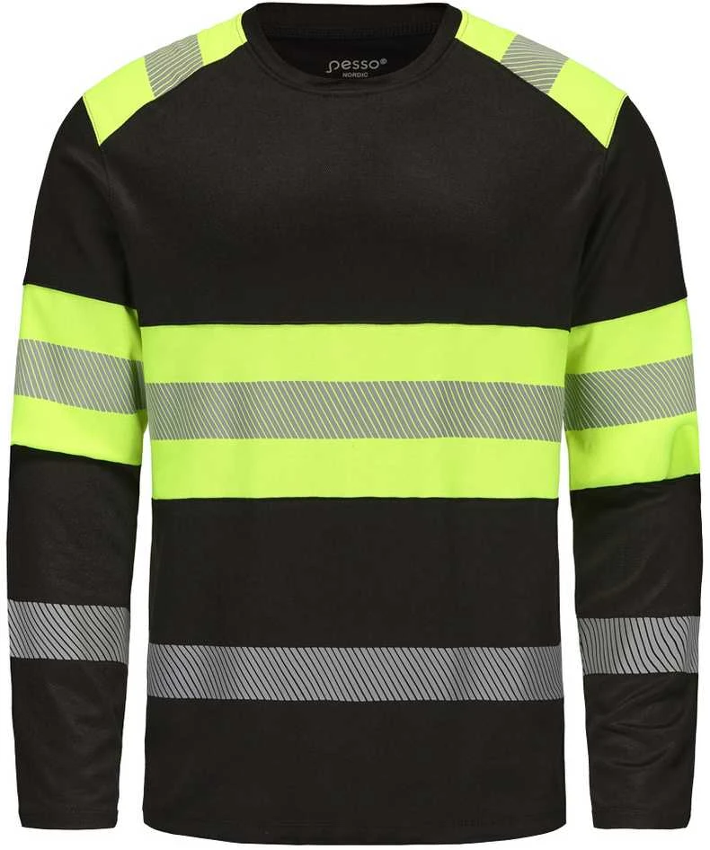 Marškinėliai ilgomis rankovėmis PESSO Hi-vis, juodi