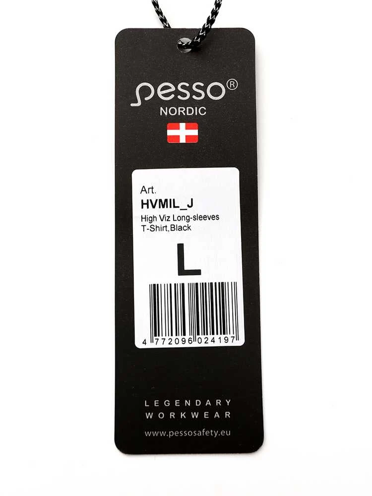 Marškinėliai ilgomis rankovėmis PESSO Hi-vis, juodi