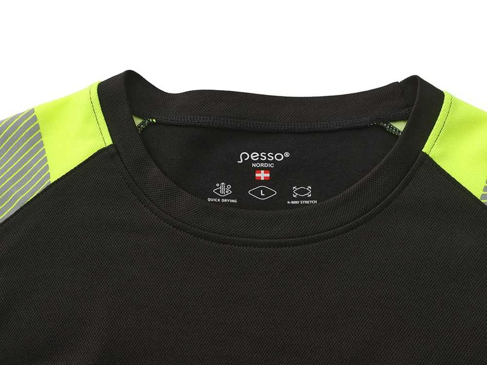 Marškinėliai ilgomis rankovėmis PESSO Hi-vis, juodi