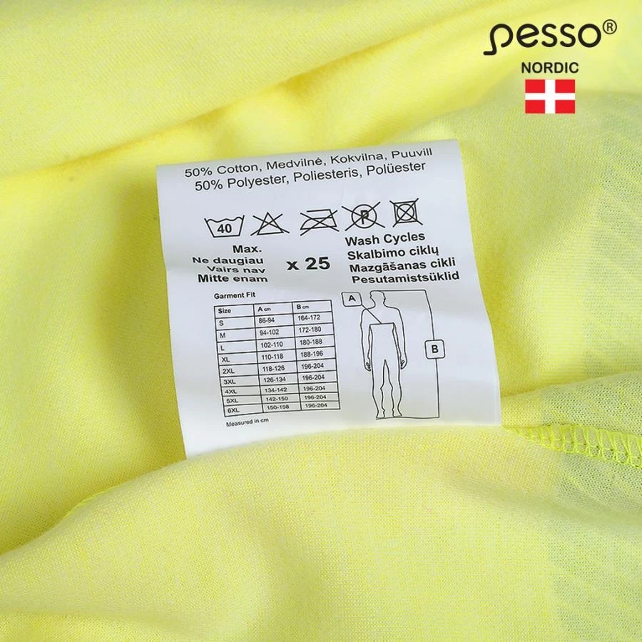 Marškinėliai PESSO Hi-vis, geltoni (50% medv.50% pol.)