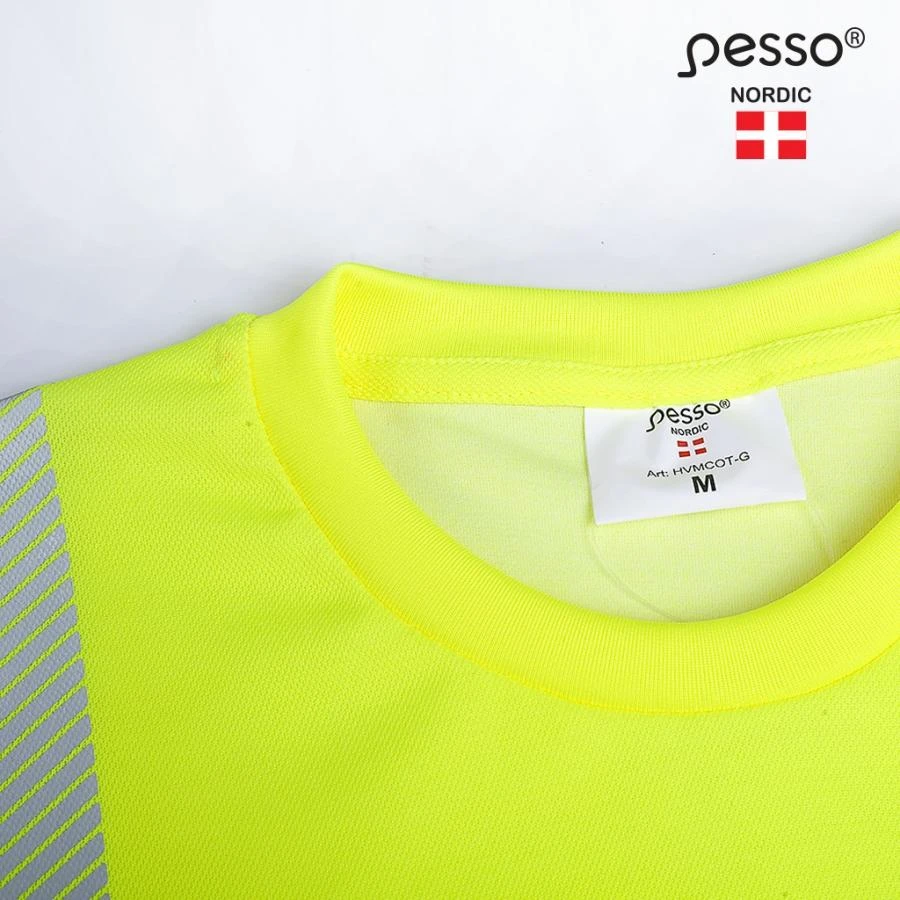 Marškinėliai PESSO Hi-vis, geltoni (50% medv.50% pol.)