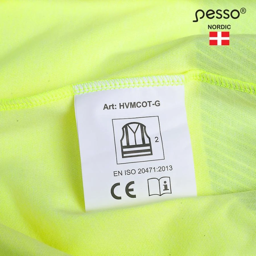 Marškinėliai PESSO Hi-vis, geltoni (50% medv.50% pol.)