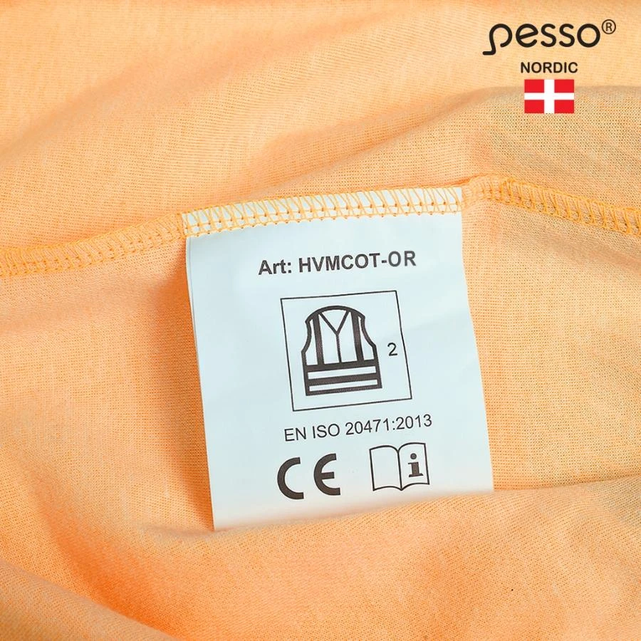 Marškinėliai PESSO Hi-vis, oranžiniai(50% medv.50% pol.)