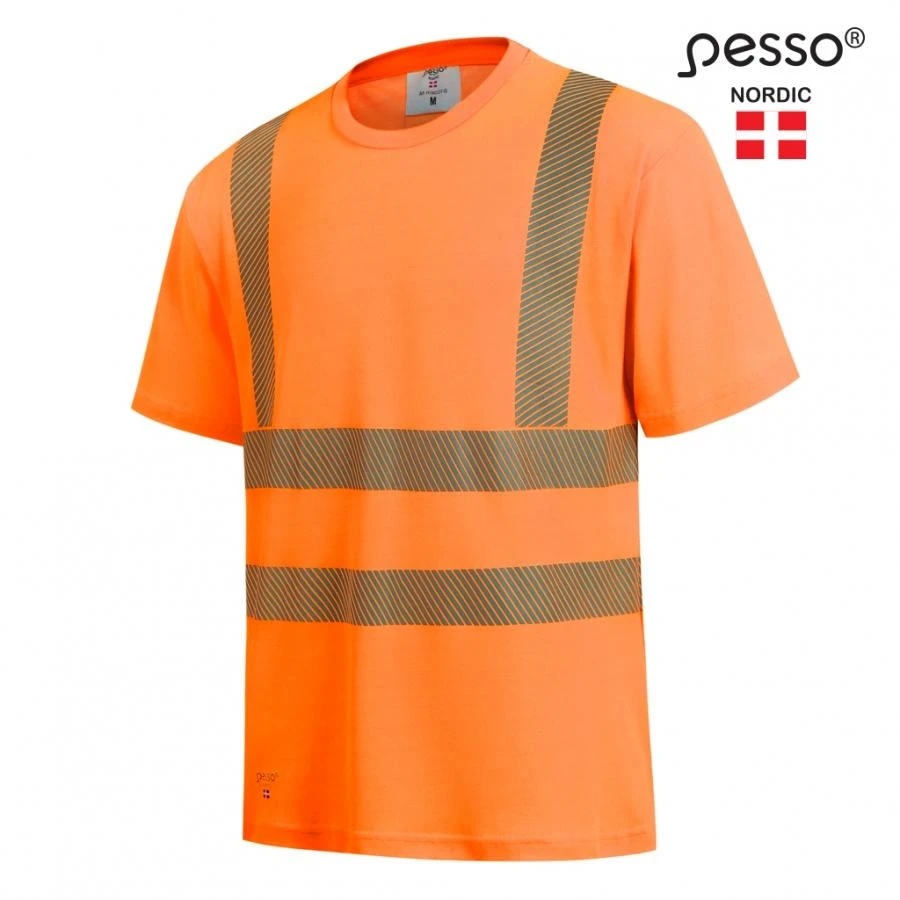 Marškinėliai PESSO Hi-vis, oranžiniai(50% medv.50% pol.)
