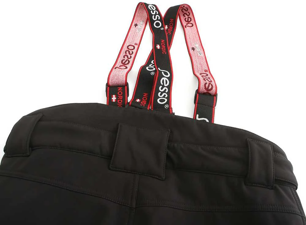Pašiltintos Pesso softshell kelnės BARNABI, (juodos su geltona apdaila)
