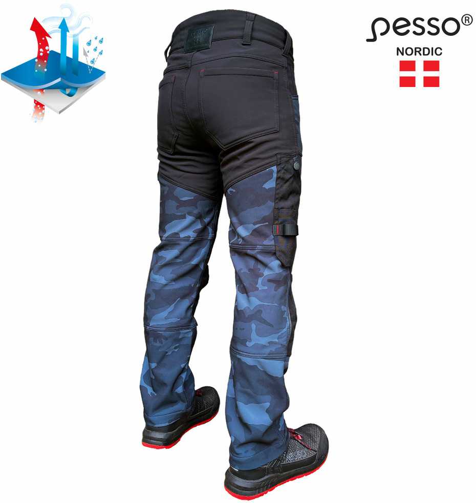 Pašiltintos softshell Pesso kelnės Mercury(kamufliažas)