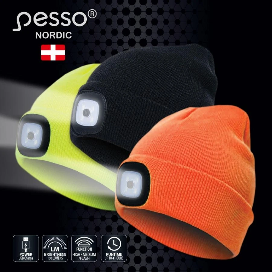 Šilta kepurė Pesso su LED apšvietimu,oranžinė