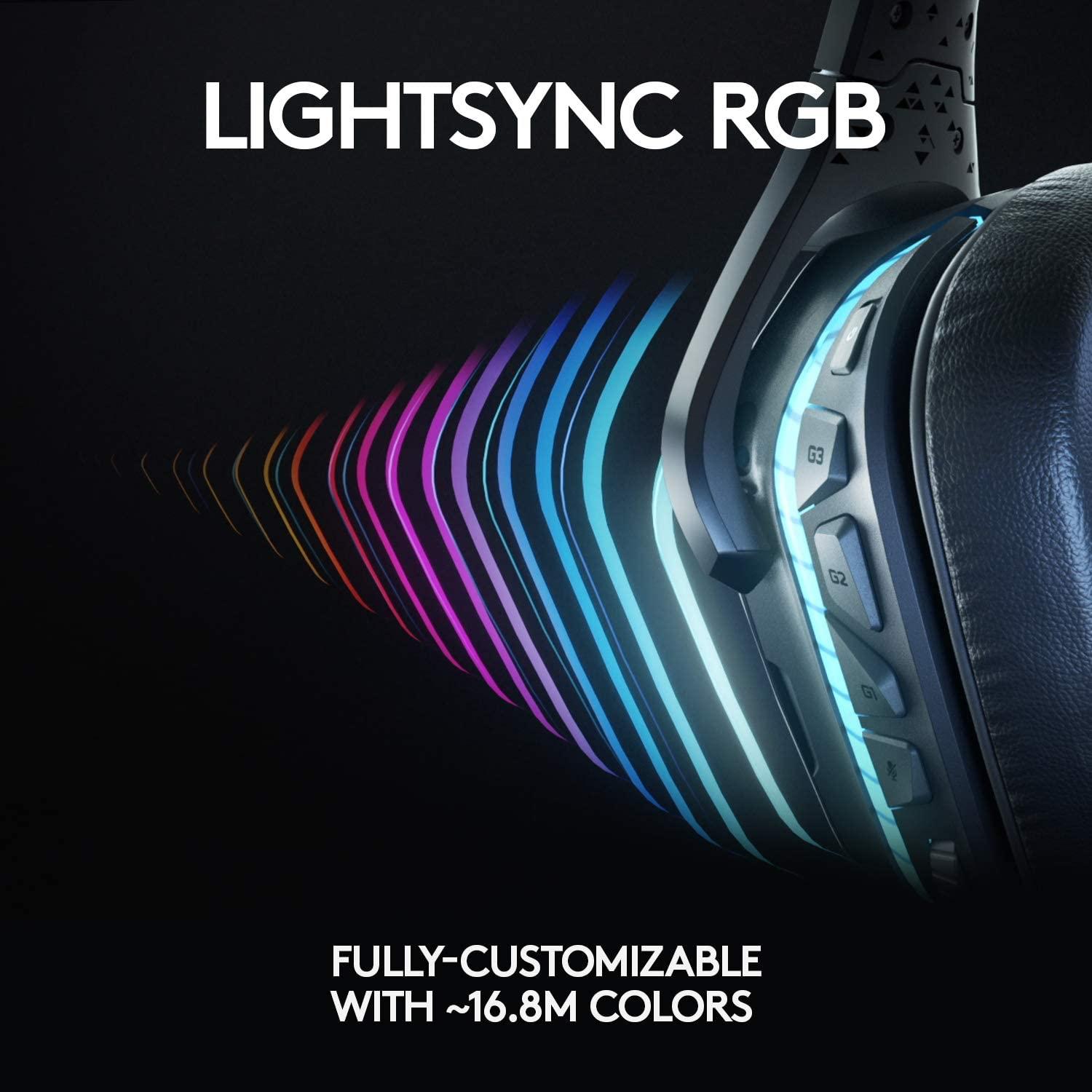 Žaidimų ausinės Logitech G635 7.1 Surround Sound LightSync, USB, Juodos |  Varle.lt
