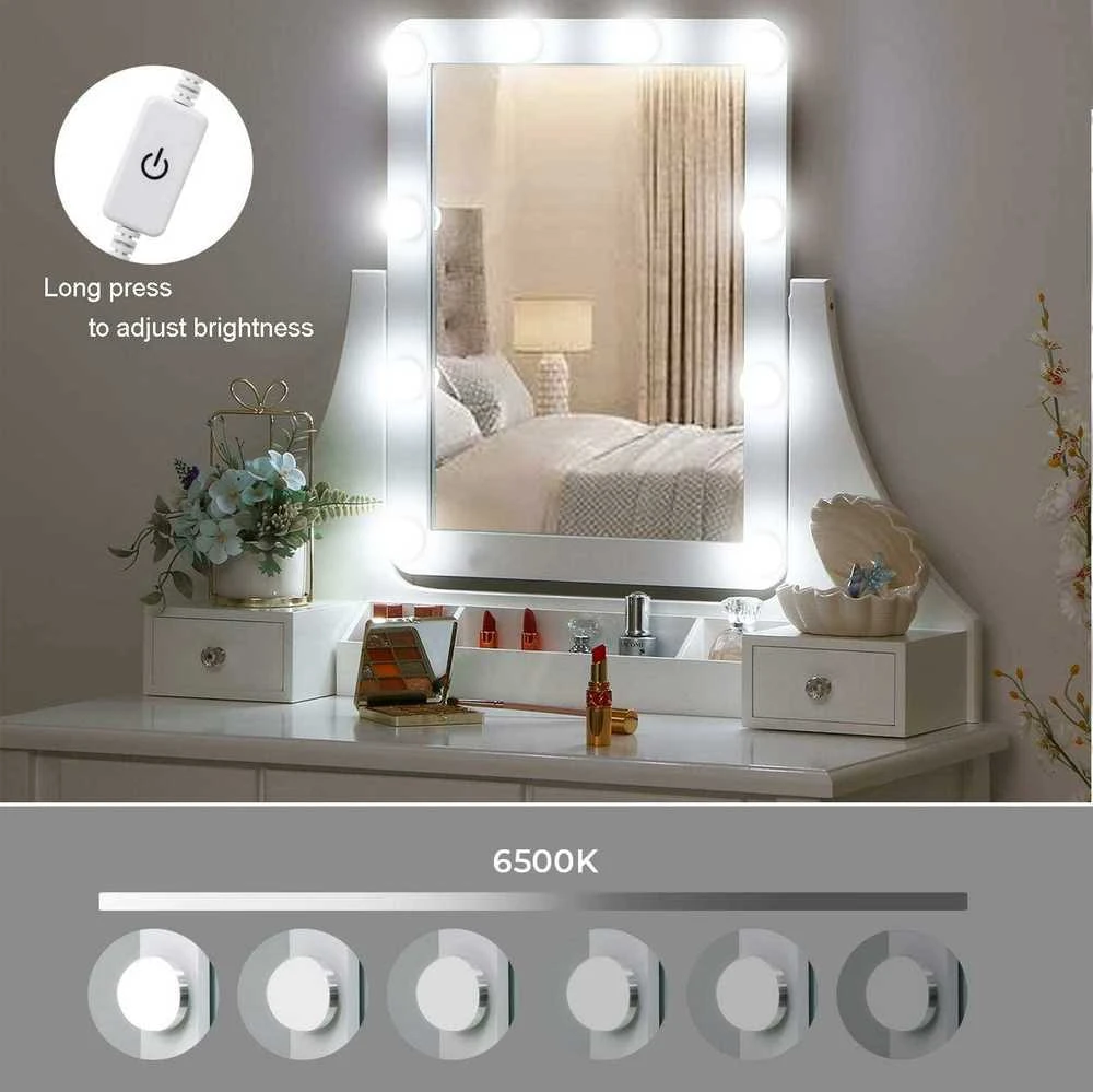 Kosmetinis staliukas su LED apšvietimu KS165LED-B baltas (Nemokamas pristatymas)