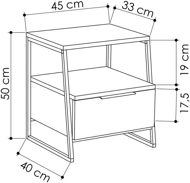 Naktinė spintelė MSH945 ąžuolas (Nemokamas pristatymas)