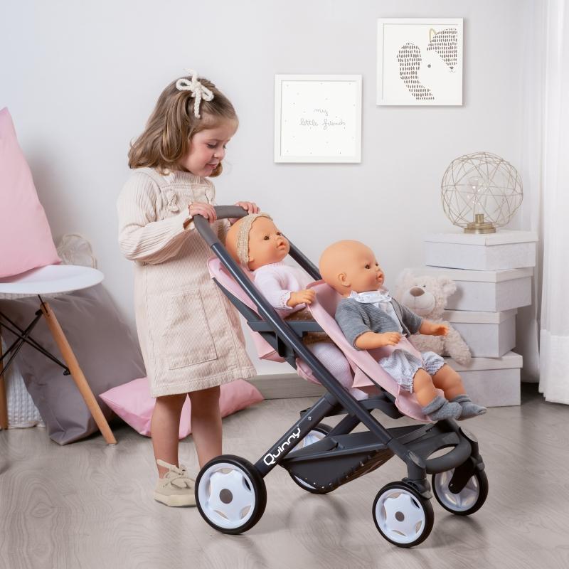 SMOBY Lėlių dvynių vežimėlis Maxi Cosi Quinny, rožinis aprašymas - Prekės nuotrauka