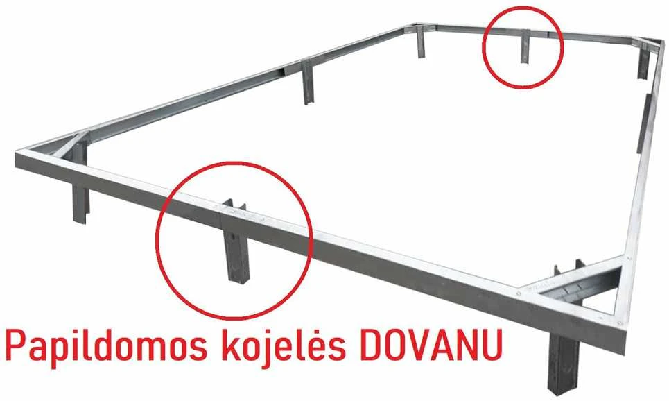 Pamatas 4m pločio, Šiltnamio ilgis: Šiltnamio ilgis 8m
