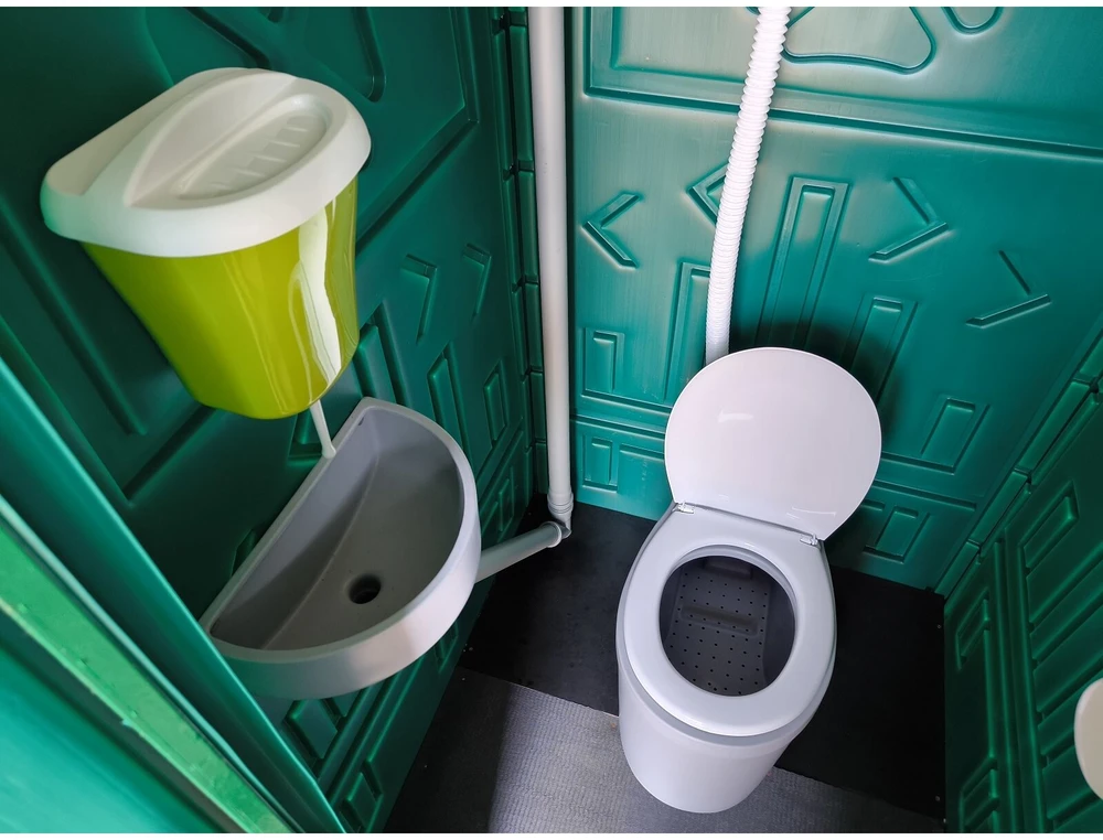 Plastikinis durpinis lauko tualetas TOYPEK DuoComfort žalias, Spalva: TIK KABINA - lygios grindys