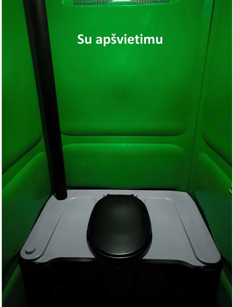 Plastikinis lauko tualetas ECOStyle žalias su apšvietimu, Spalva: NE surinktas ant PLASTIKINIO padėklo Baltas rezervuaras