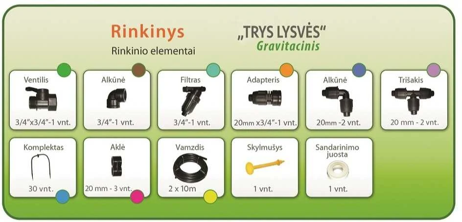 Šiltnamio laistymo sistema TRYS LYSVĖS gravitacinis