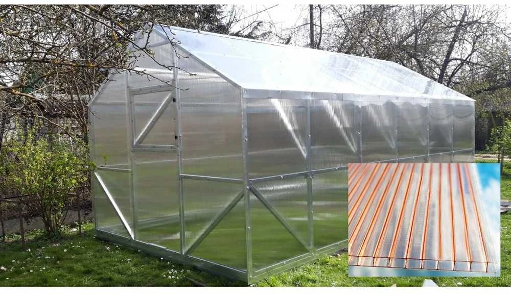 Šiltnamis CLASIC (plotis 2,5m) NANO polikarbonatas 4mm, Šiltnamio ilgis: Šiltnamio ilgis 4m
