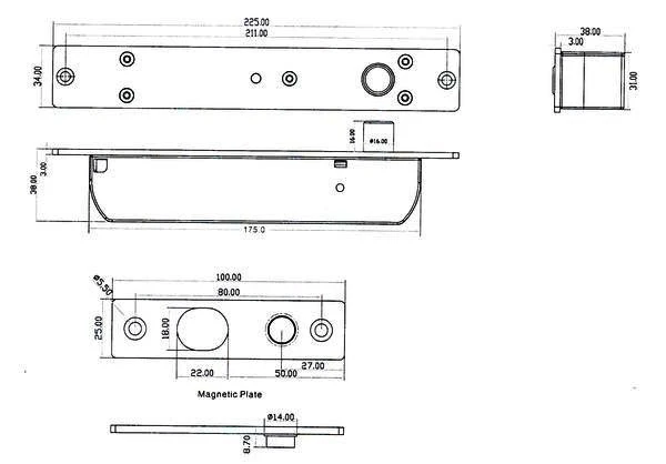 Digitalas BL-500 NO strypinė elektromechaninė spyna 12V. NO normaliai atrakinta aprašymas - Prekės nuotrauka